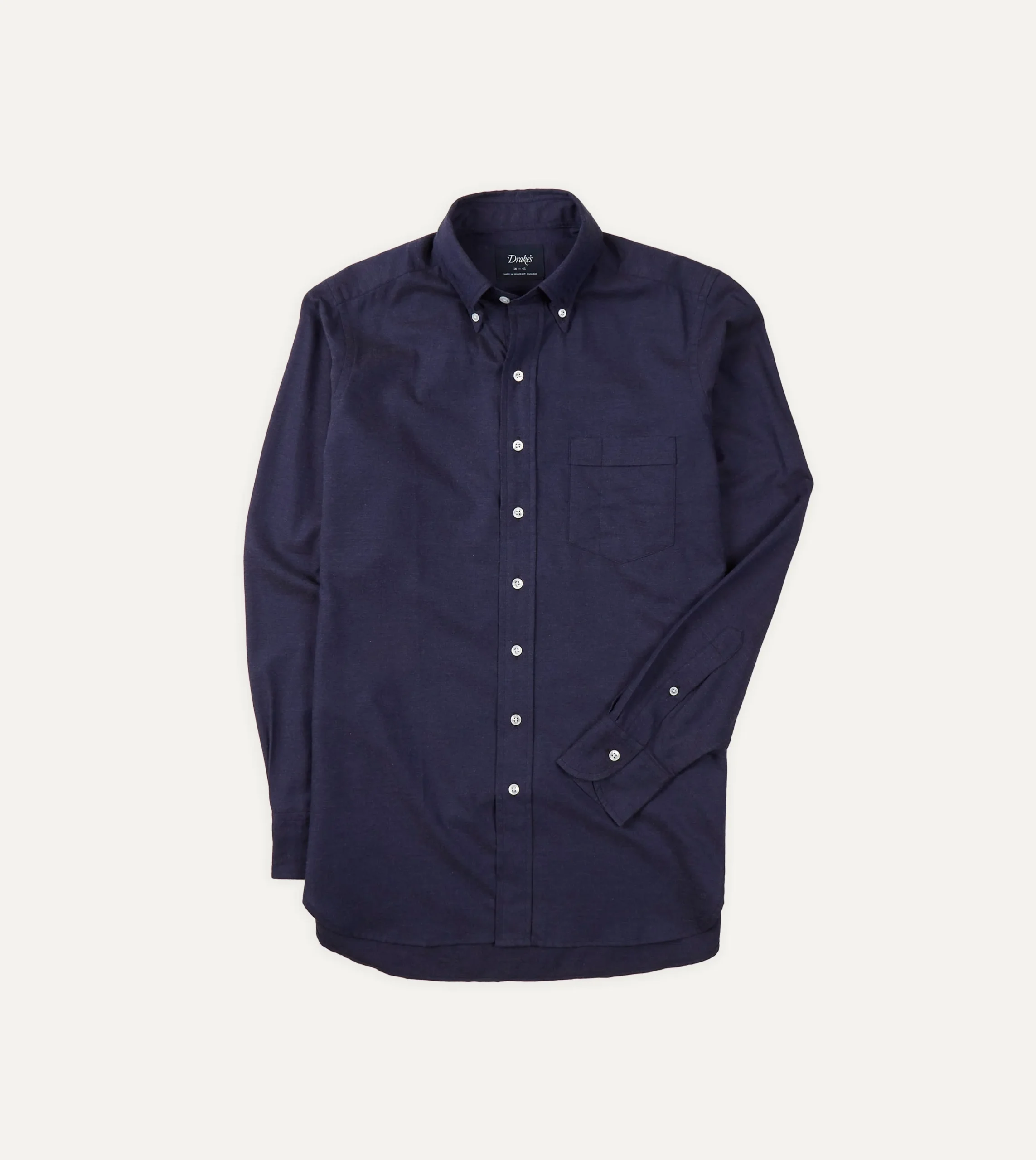 Drake’s Navy Cotton Flannel Button-Down Shirt