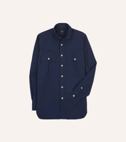 Drake’s Cotton Flannel Two-Pocket Work Shirt