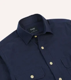 Drake’s Cotton Flannel Two-Pocket Work Shirt