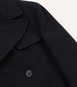 Drake’s Navy Double-Breasted Wool Overcoat
