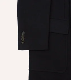 Drake’s Navy Double-Breasted Wool Overcoat