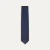 Drake’s Navy Fine Woven Grenadine Silk Hand Rolled Tie