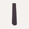 Drake’s Navy Flower Medallion Print Madder Silk Self Tipped Tie