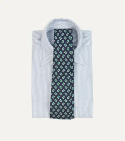 Drake’s Navy Jumbled Medallion Print Silk Self Tipped Tie