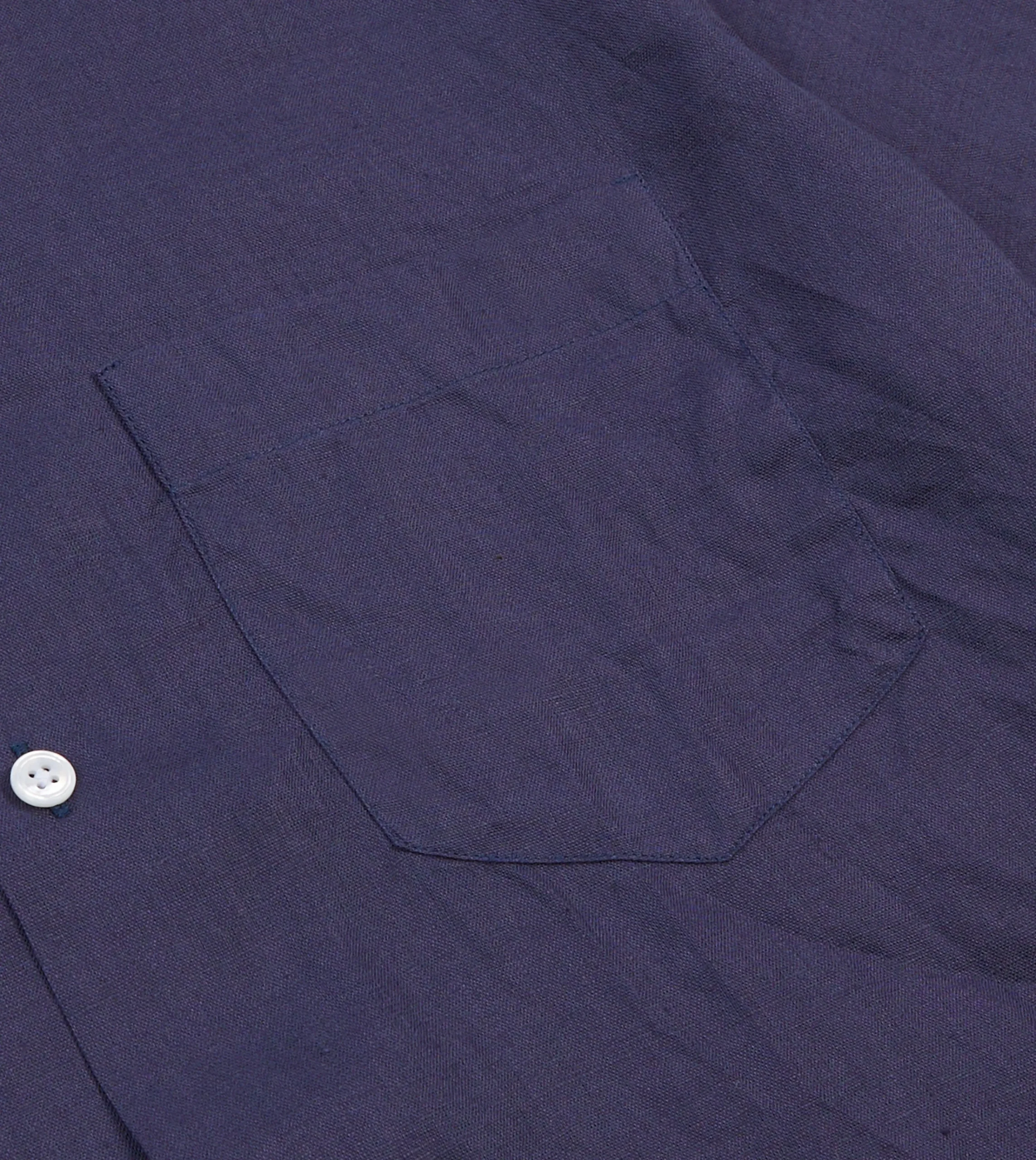 Drake’s Navy Linen Camp Collar Short Sleeve Shirt