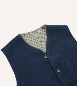 Drake’s Navy Linen Utility Vest