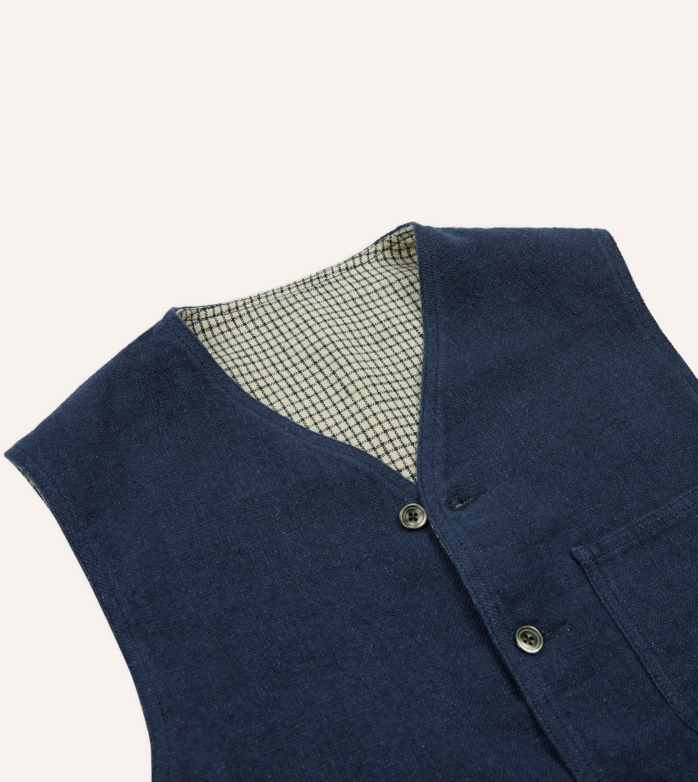 Drake’s Navy Linen Utility Vest