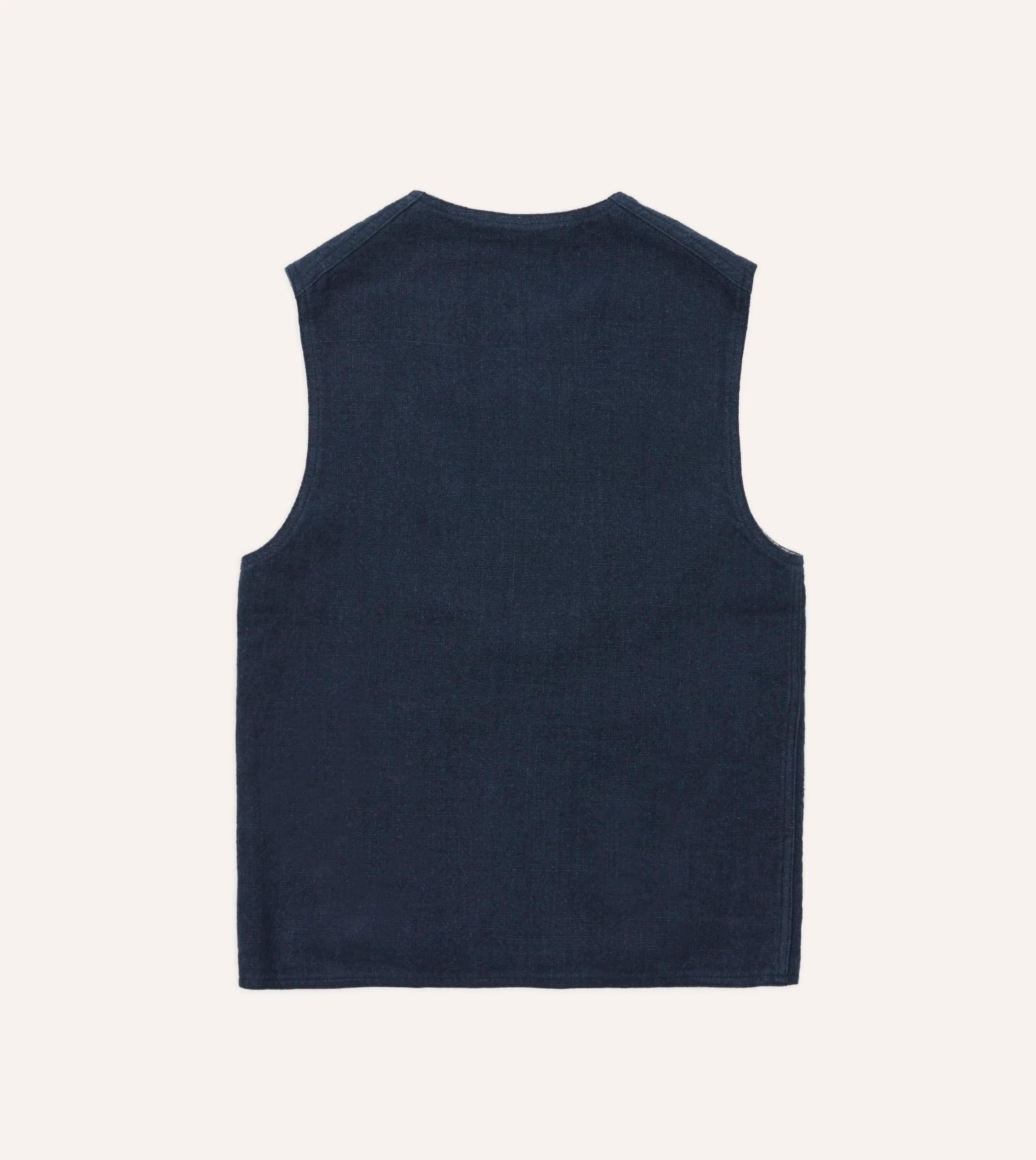 Drake’s Navy Linen Utility Vest