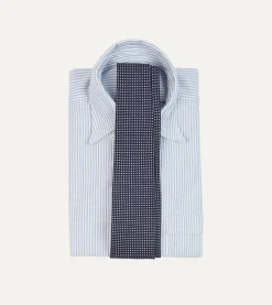 Drake’s Navy Micro Polka Dot Silk Self-Tipped Tie