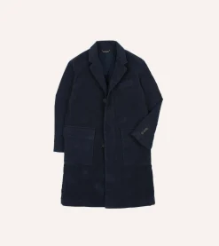 Drake’s Navy Moleskin Overcoat