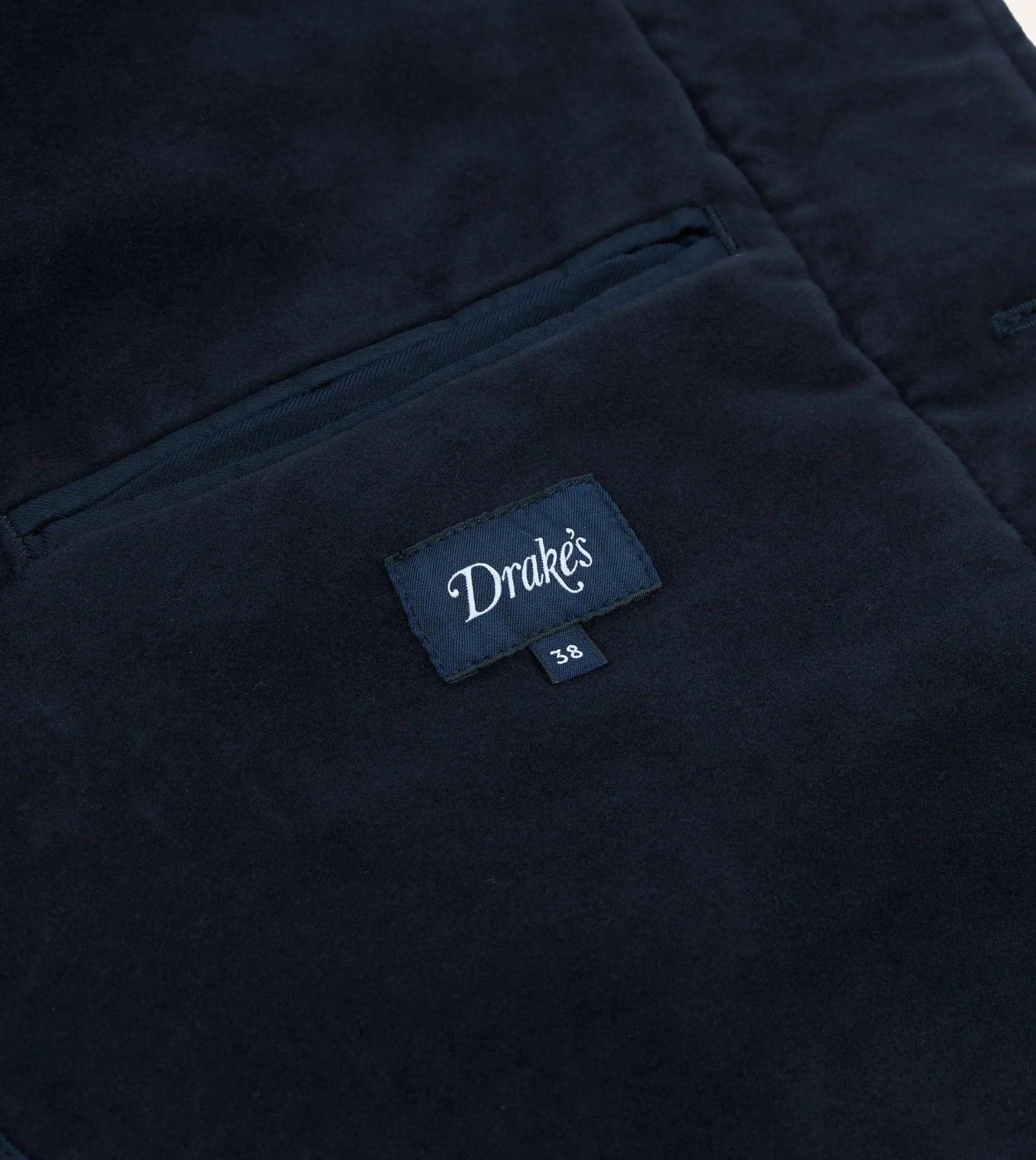 Drake’s Navy Moleskin Overcoat