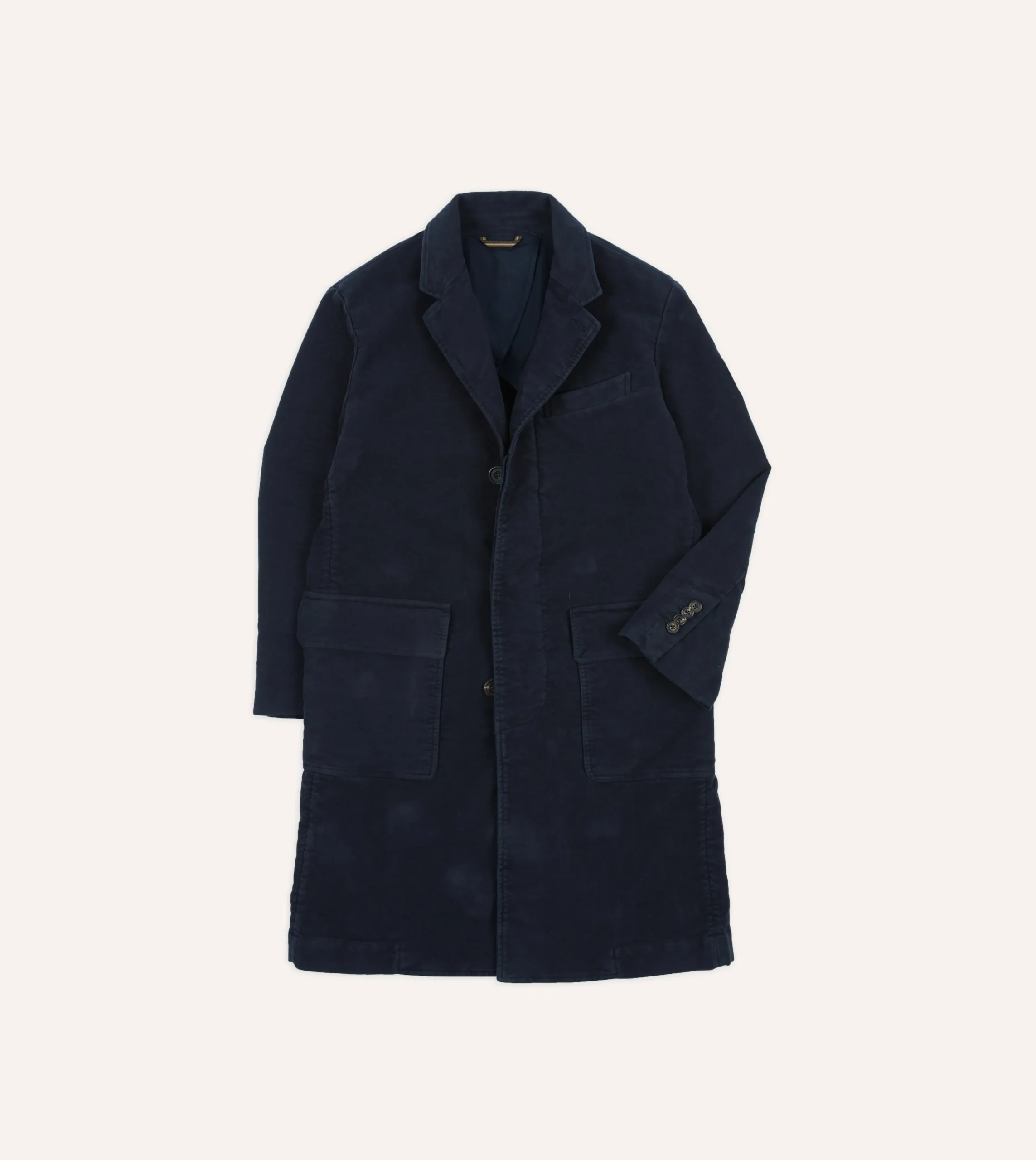 Drake’s Navy Moleskin Overcoat