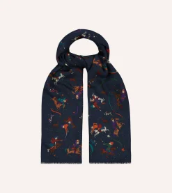 Drake’s Mughal And Stars Print Wool Scarf