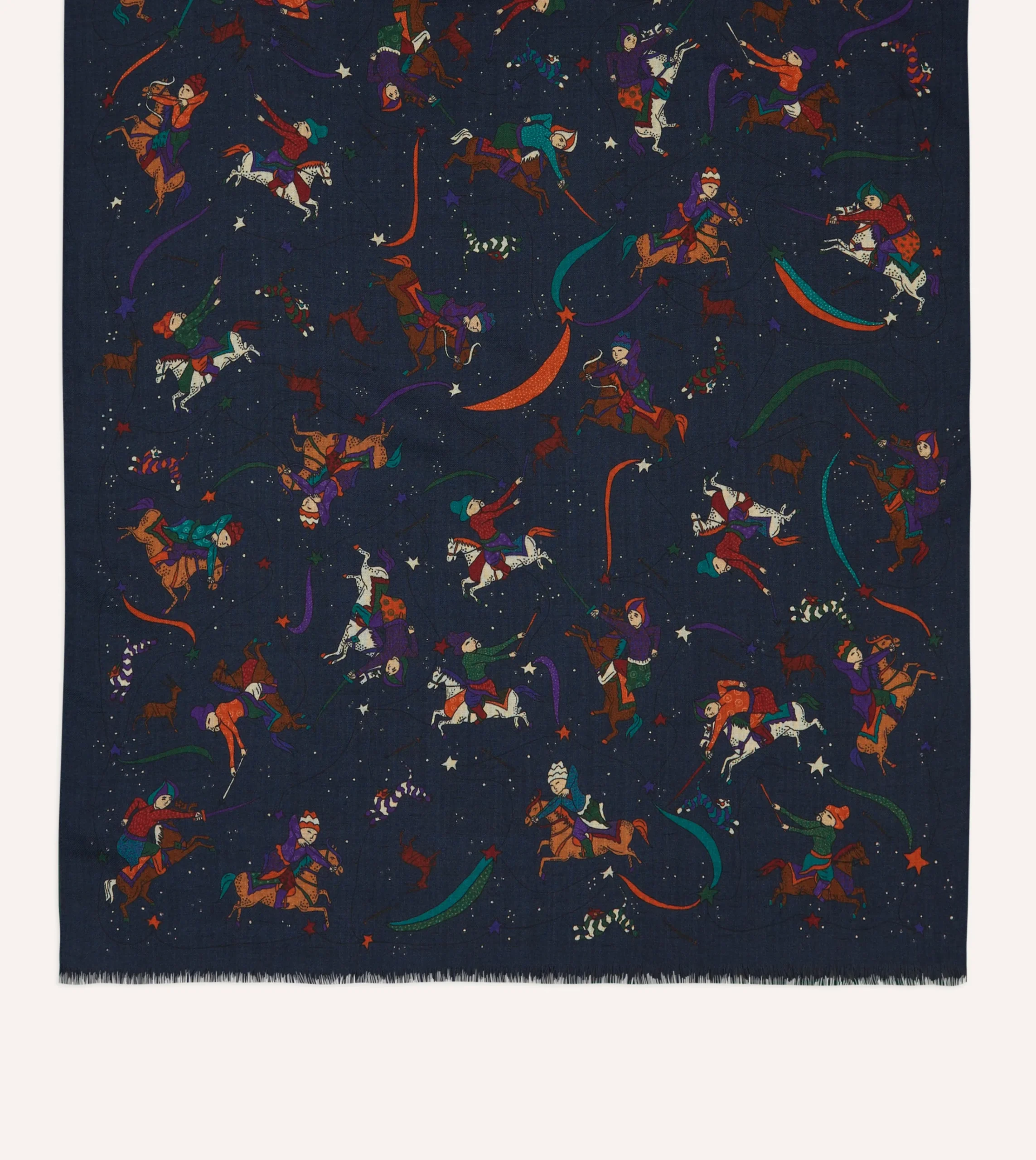 Drake’s Mughal And Stars Print Wool Scarf