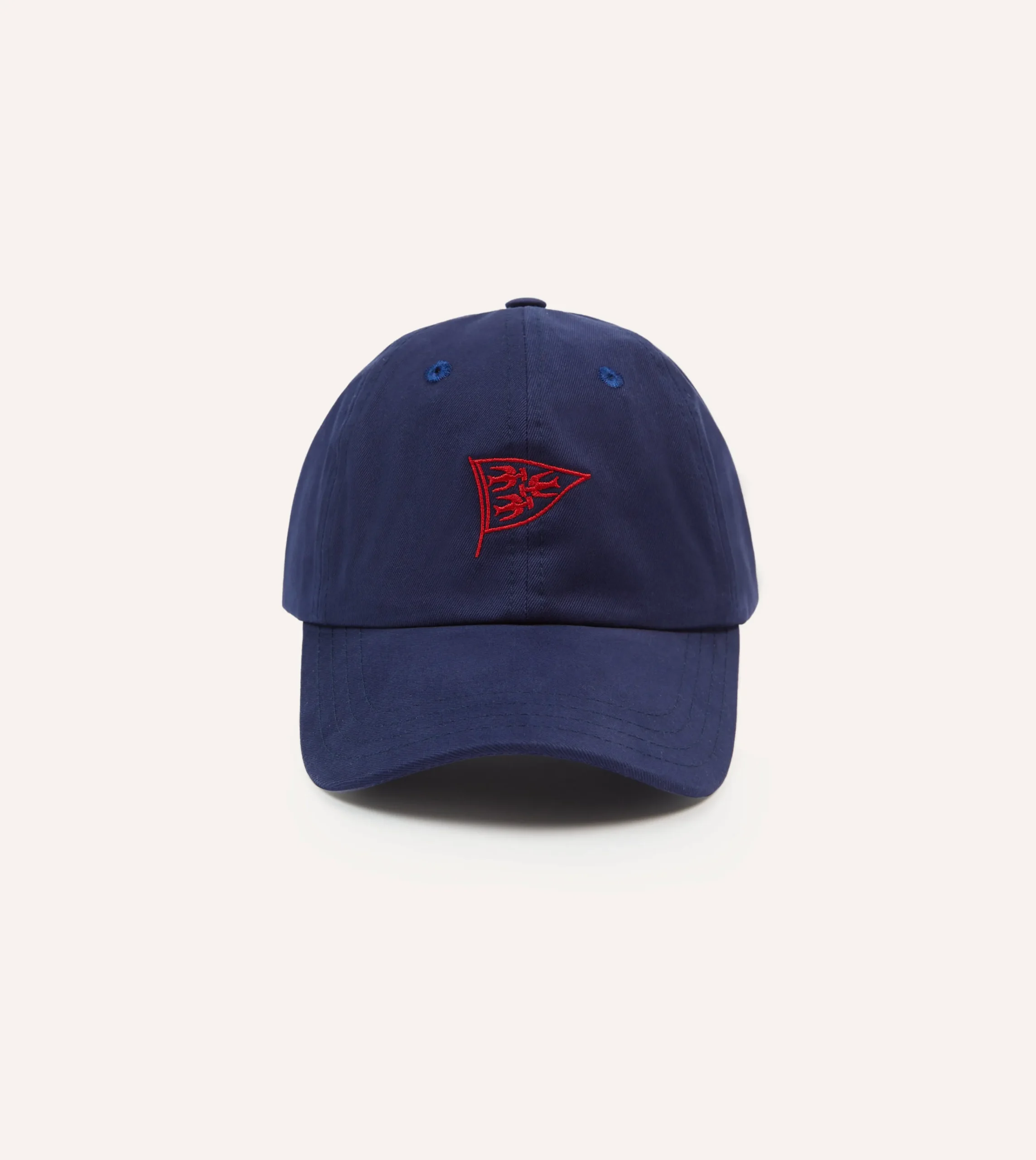 Drake’s Navy Pigeon Flag Emblem Cotton Twill Baseball Cap