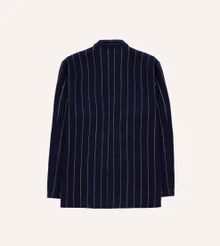 Drake’s Navy Pinstripe Heavy Linen Five-Pocket Chore Jacket