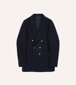 Drake’s Navy Pin Stripe Wool-Cotton Games Blazer Mk. III