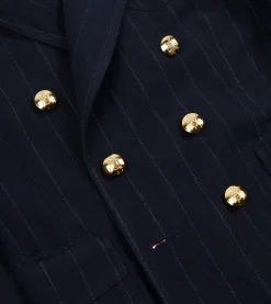 Drake’s Navy Pin Stripe Wool-Cotton Games Blazer Mk. III