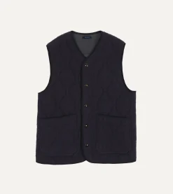 Drake’s Navy Quilted Casentino Snap Vest