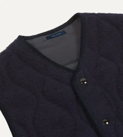 Drake’s Navy Quilted Casentino Snap Vest
