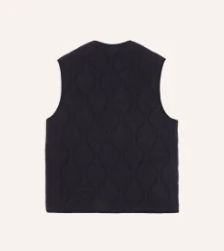 Drake’s Navy Quilted Casentino Snap Vest