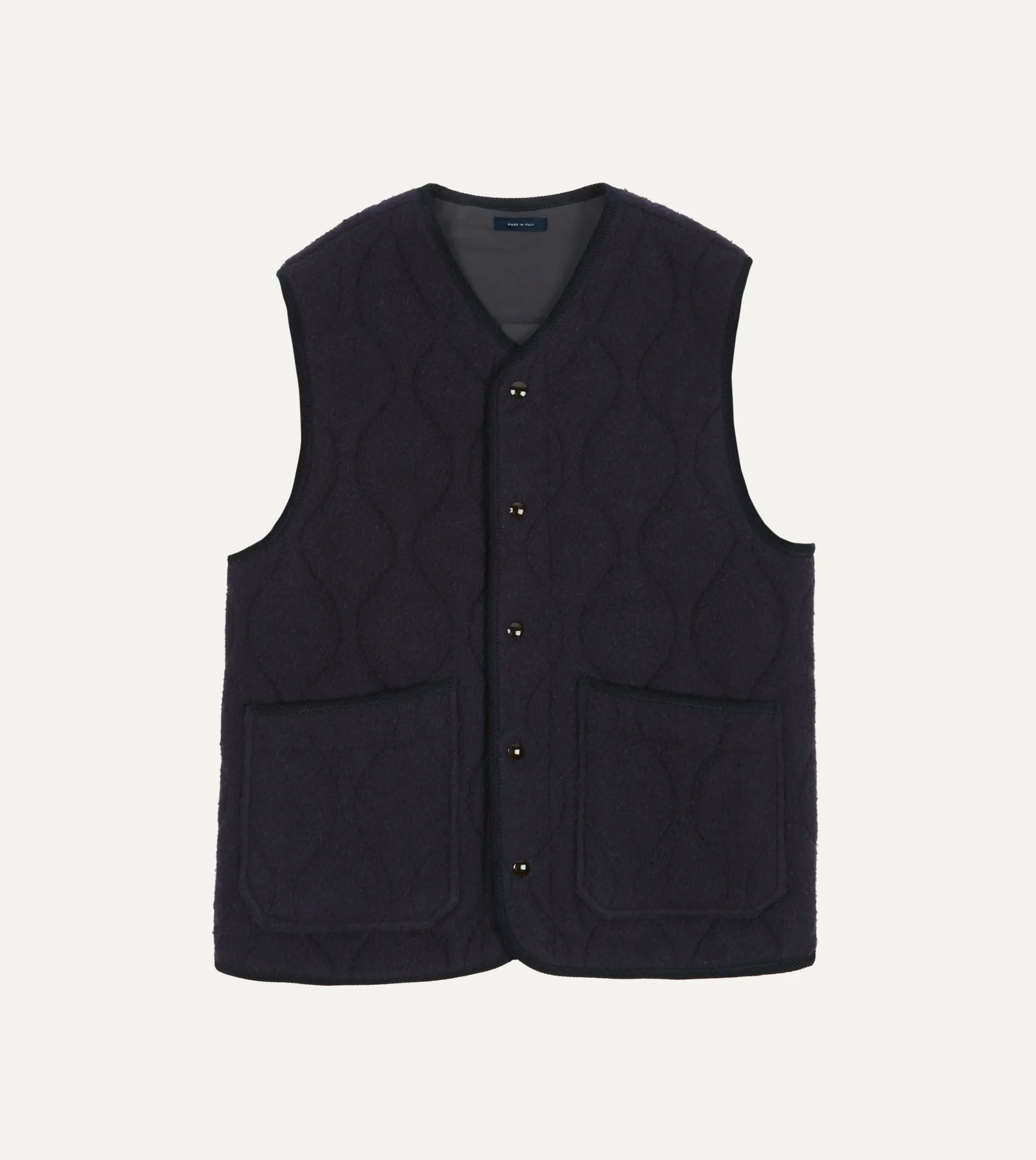Drake’s Navy Quilted Casentino Snap Vest
