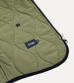 Drake’s Navy Quilted Melton Wool Zip Vest