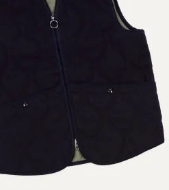 Drake’s Navy Quilted Melton Wool Zip Vest