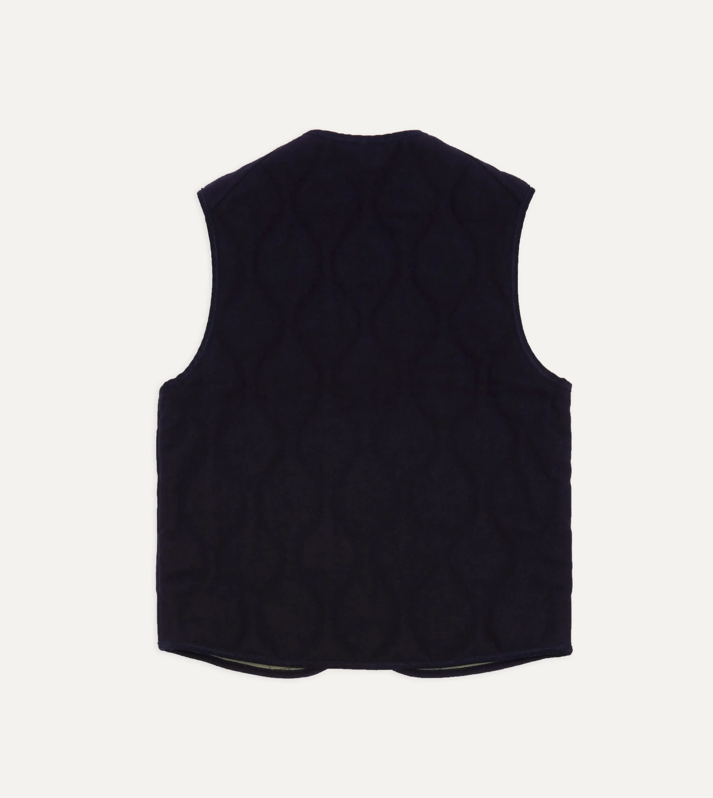 Drake’s Navy Quilted Melton Wool Zip Vest