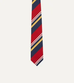 Drake’s Navy, Red And Yellow Baiadera Stripe Mogador Tipped Tie