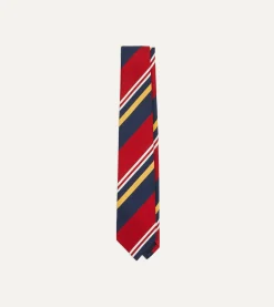 Drake’s Navy, Red And Yellow Baiadera Stripe Mogador Tipped Tie