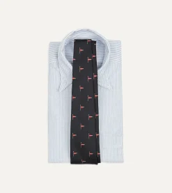 Drake’s Navy Red Pennant Motif Silk Tipped Tie