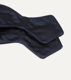 Drake’s Navy Self-Tie Satin Batwing Bow Tie