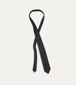 Drake’s Navy Silk Twill Tipped Tie