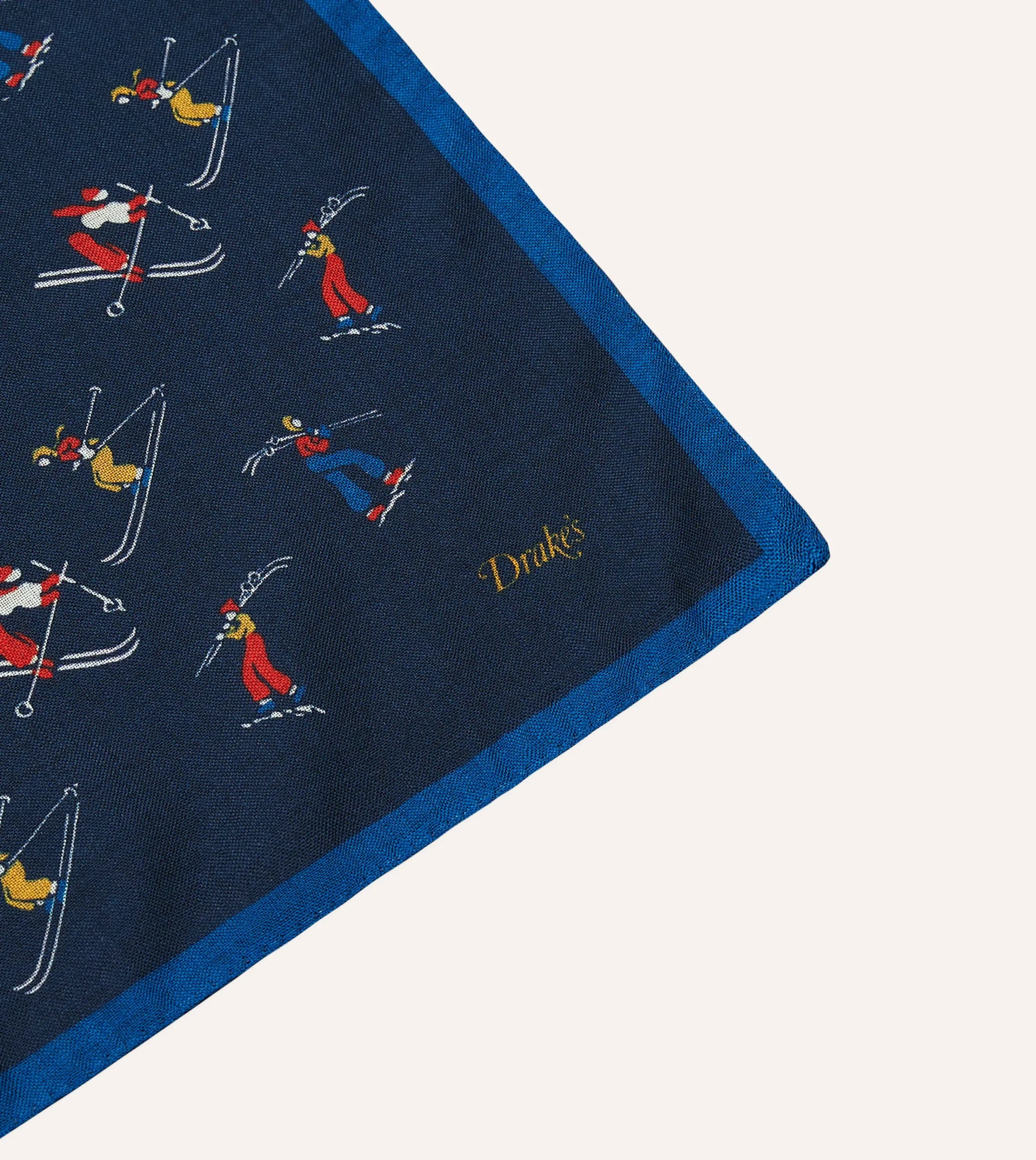 Drake’s Navy Skier Print Wool-Silk Bandana