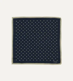 Drake’s Spot Print Wool-Silk Pocket Square
