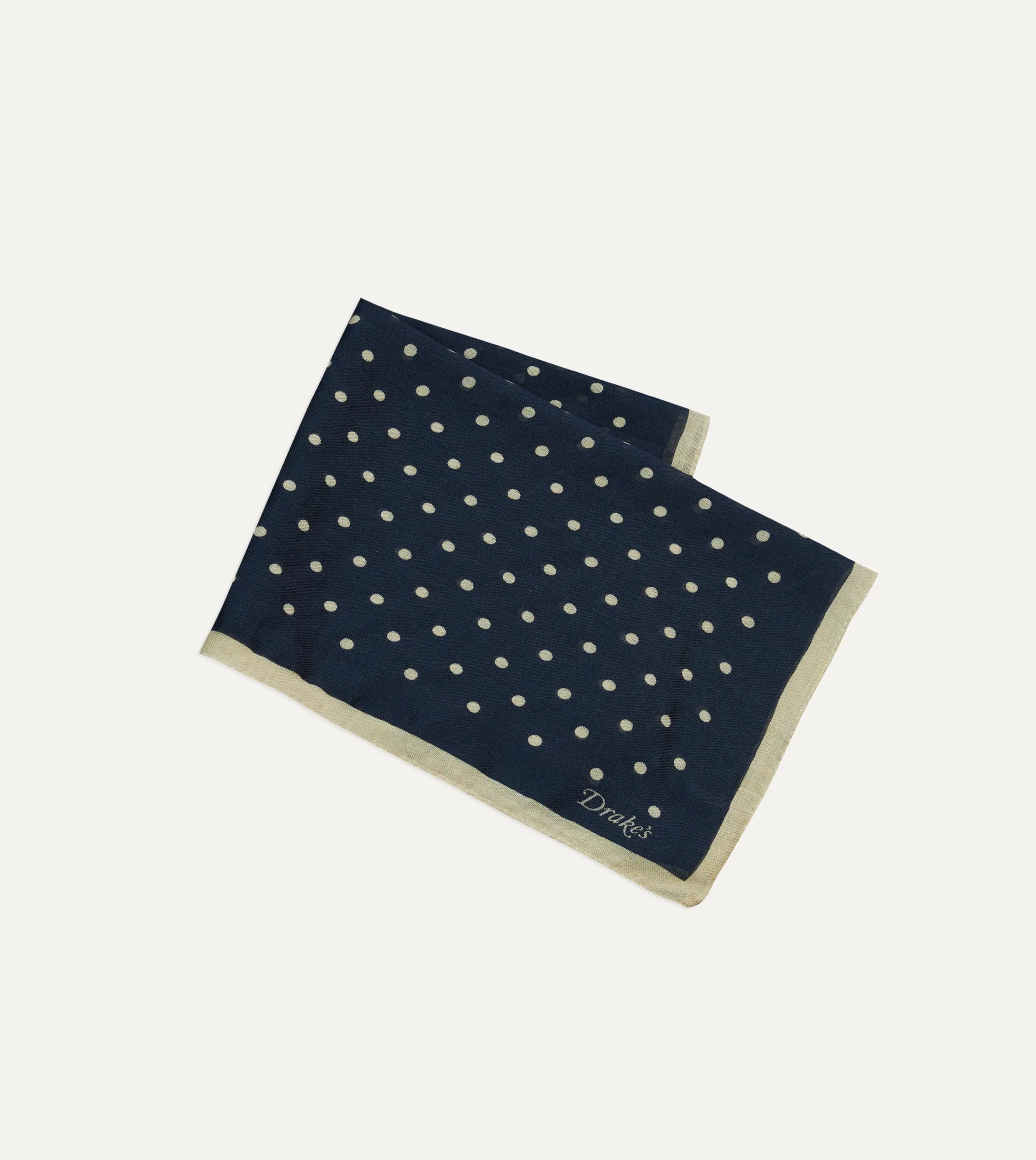 Drake’s Spot Print Wool-Silk Pocket Square