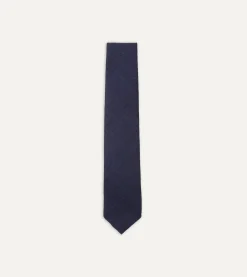Drake’s Navy Tussah Hand Rolled Silk Tie