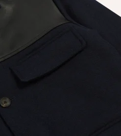 Drake’s Navy Wool And Leather Donkey Chore Jacket