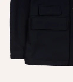 Drake’s Navy Wool And Leather Donkey Chore Jacket