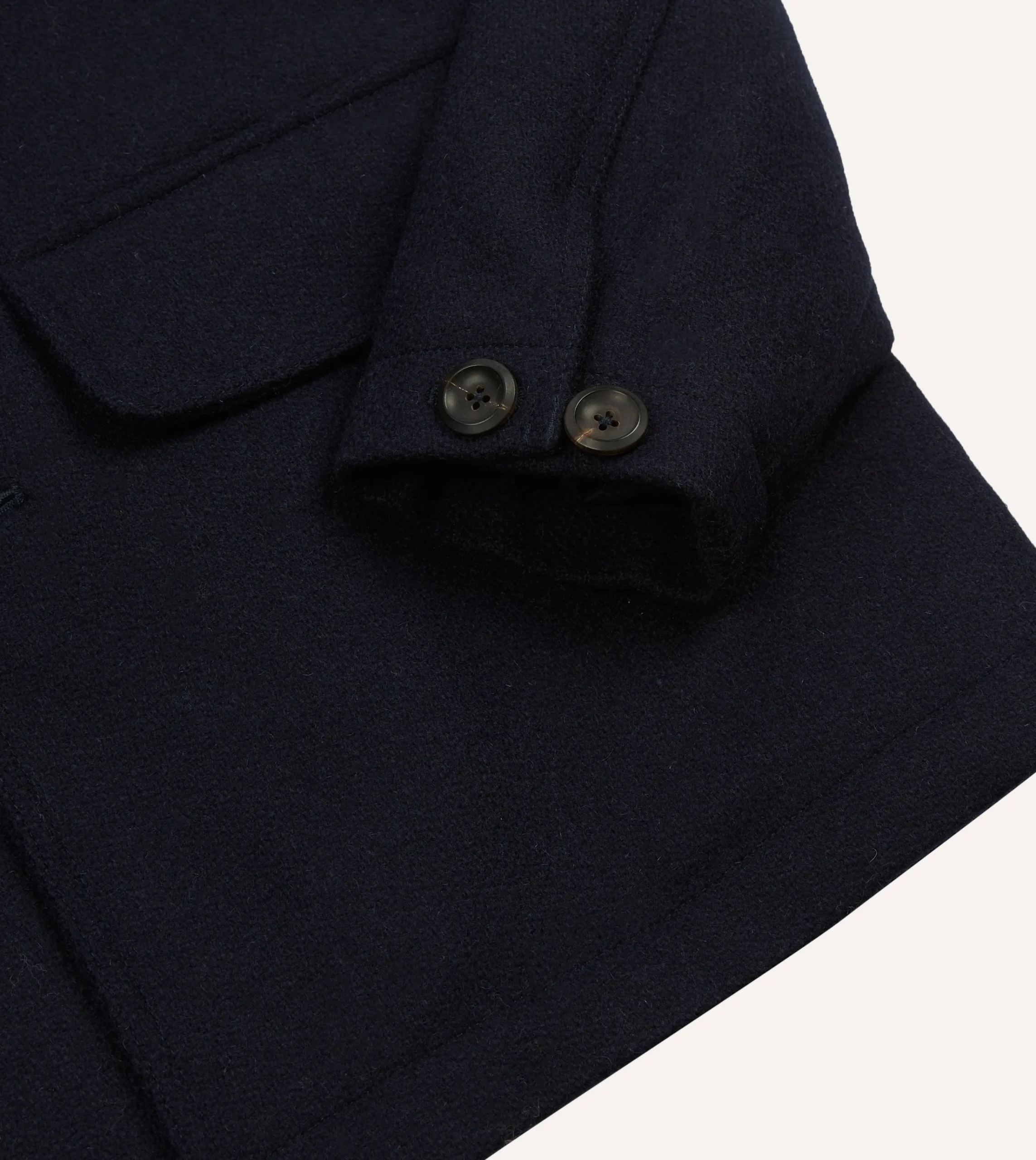 Drake’s Navy Wool And Leather Donkey Chore Jacket