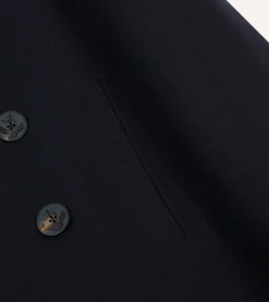 Drake’s Navy Wool Double-Breasted Peacoat