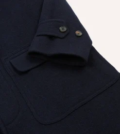 Drake’s Navy Wool Raglan Coat