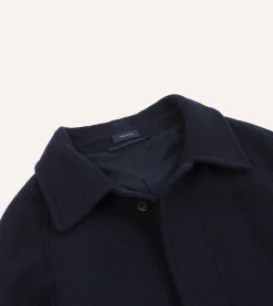 Drake’s Navy Wool Raglan Coat