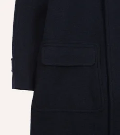 Drake’s Navy Wool Raglan Coat