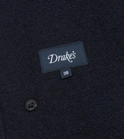 Drake’s Navy Wool Raglan Coat