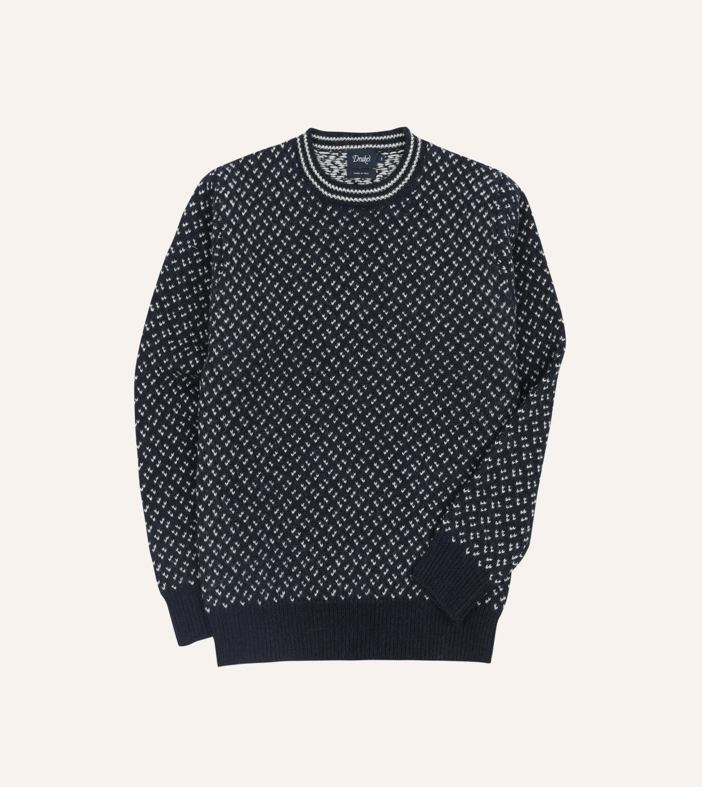 Drake’s Norwegian Birdseye Wool Alpaca Crew Neck Jumper