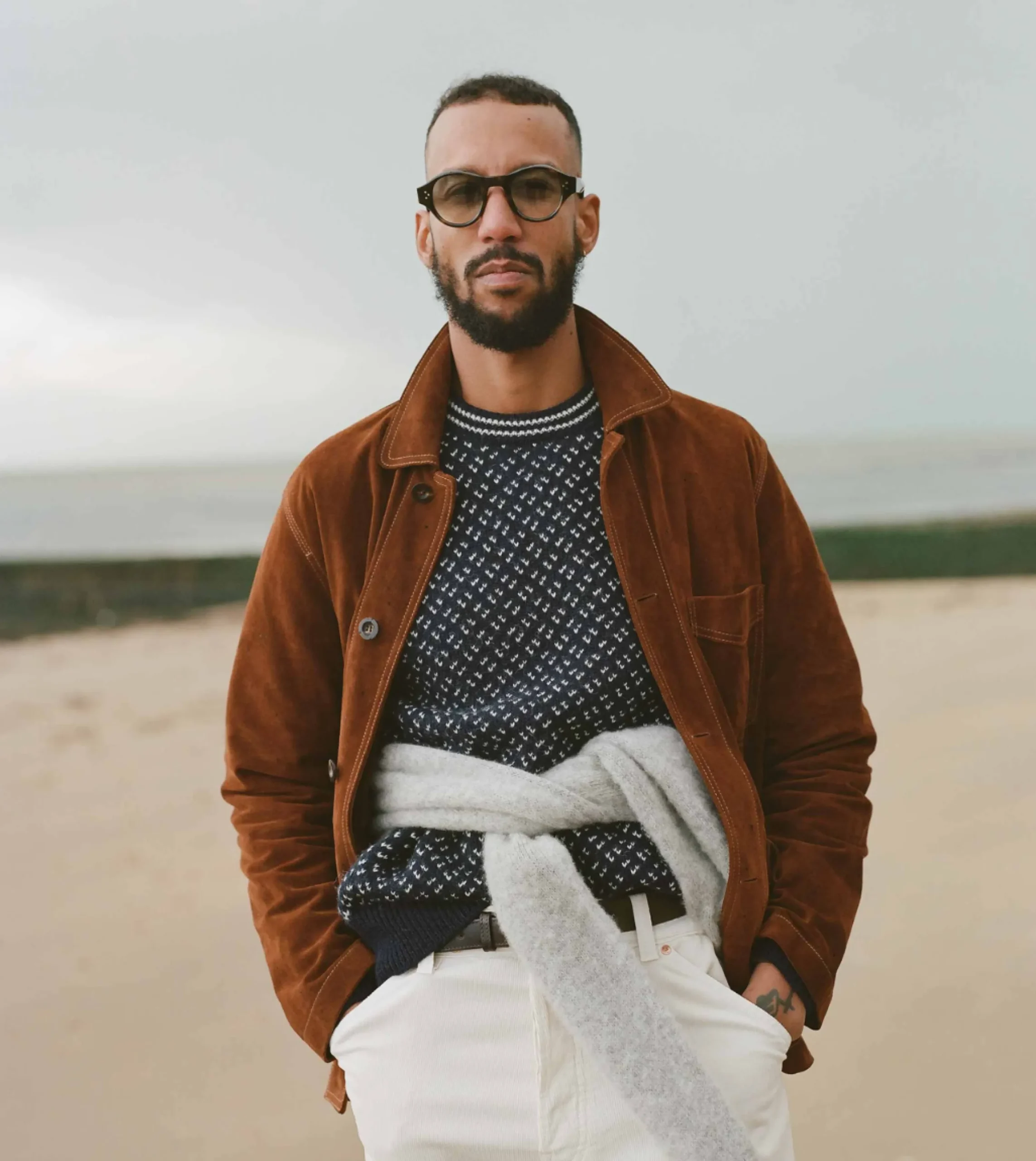 Drake’s Norwegian Birdseye Wool Alpaca Crew Neck Jumper
