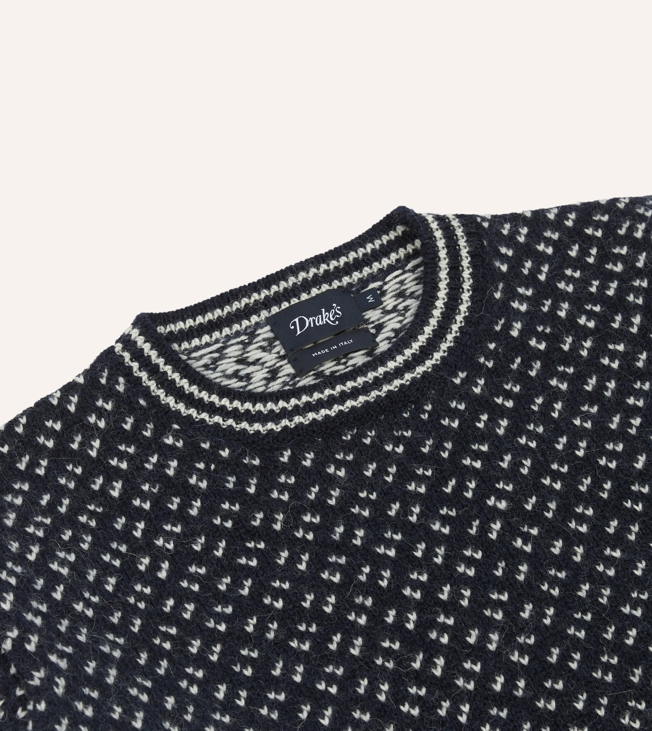 Drake’s Norwegian Birdseye Wool Alpaca Crew Neck Jumper