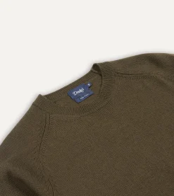 Drake’s Green Merino Crew Neck Jumper